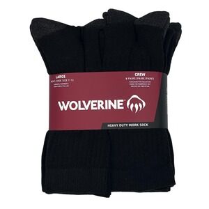 Wolverine Crew Socks Mens Large Black NWT 8 Pairs Heavy Duty Work Sock